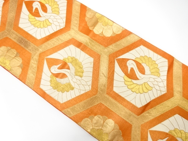 JAPANESE KIMONO / ANTIQUE FUKURO OBI / SILK / WOVEN KIKKO PATTERN